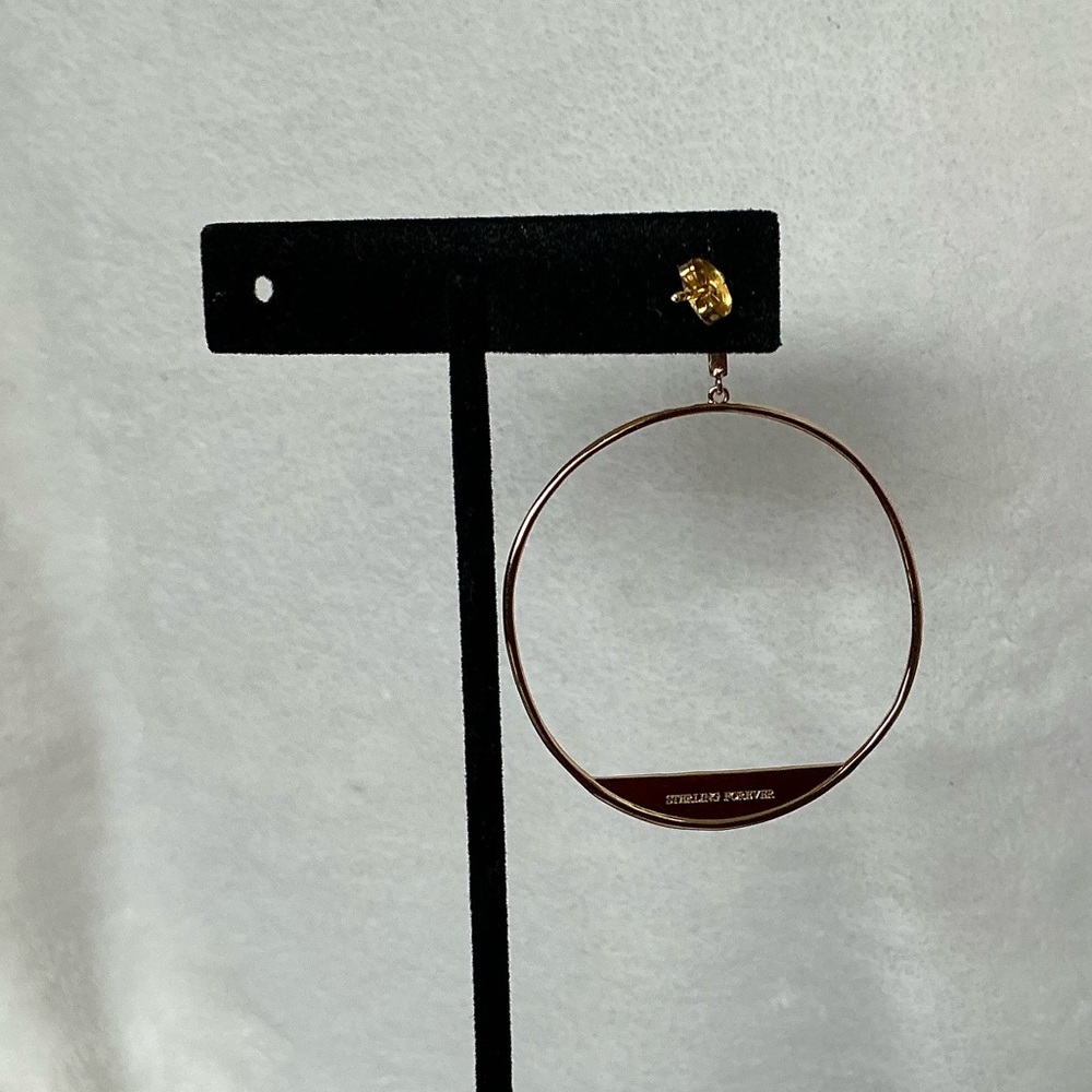 Sterling Forever Large Eclipse Hoop Earring - image 4